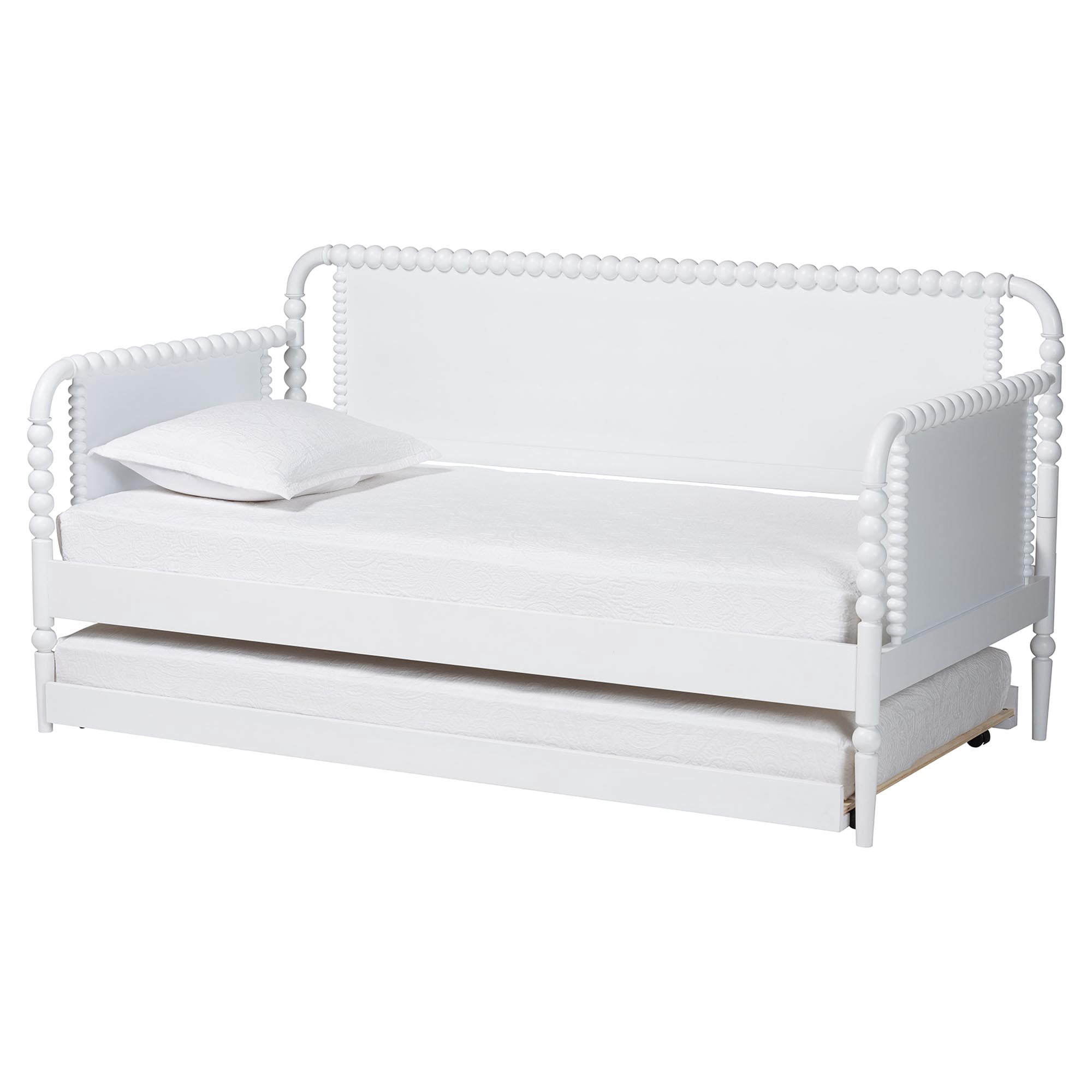 Baxton Studio Lucera Traditional Daybed with Trundle, Twin, White