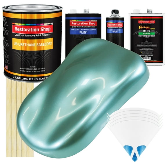 Silver Aqua Metallic Gallon URETHANE BASECOAT CLEARCOAT Car Auto Paint Kit