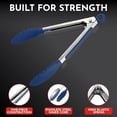 thumbnail image 4 of Kitchen Tongs with Silicone Tips Set of 3 Heat Resistant Tongs for Serving Food, 7-Inch, 9-Inch, 12-Inch Locking Silicone Tongs for Cooking, Salad Tong, Blue Kitchen Utensils, 4 of 7