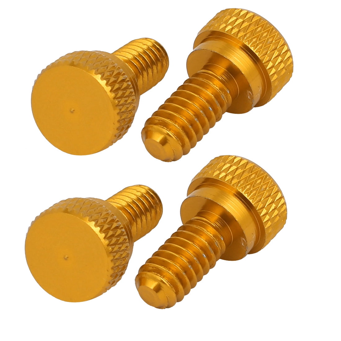 1/413 UNC Aluminum Shoulder Type Knurled Head Thumb Screws Gold Tone 4pcs