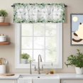 thumbnail image 2 of Eucalyptus Leaves Valance Curtain Green Leaf Gray White Plaid Vintage Window Valances Rod Pocket Short Curtains Window Treatments for Kitchen Bedroom Bathroom Laundry 42" x 12", 2 of 9