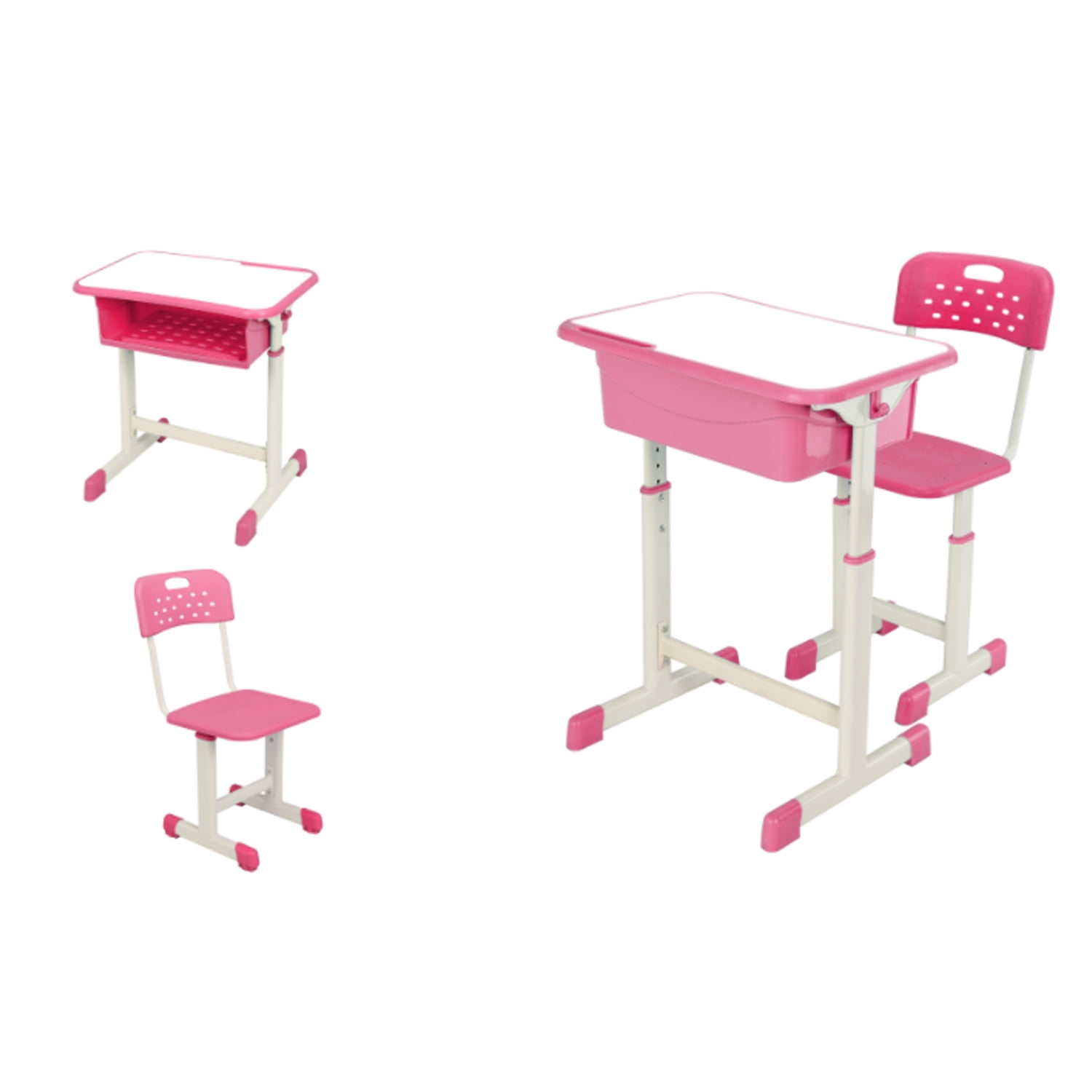 Kids Study Desk with Storage, Children School Study Table with Height Adjustable for 3-8 Years Girls Boys (Pink) Kids Study Desk with Storage, Children School Study Table with Height Adjustable for 3-8 Years Girls Boys (Pink)