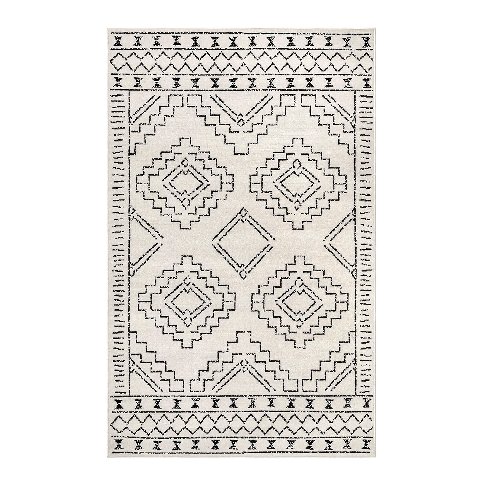 FanciHome Boho Area Rug for Living Room Bedroom 6'7"x9' Moroccan Indoor