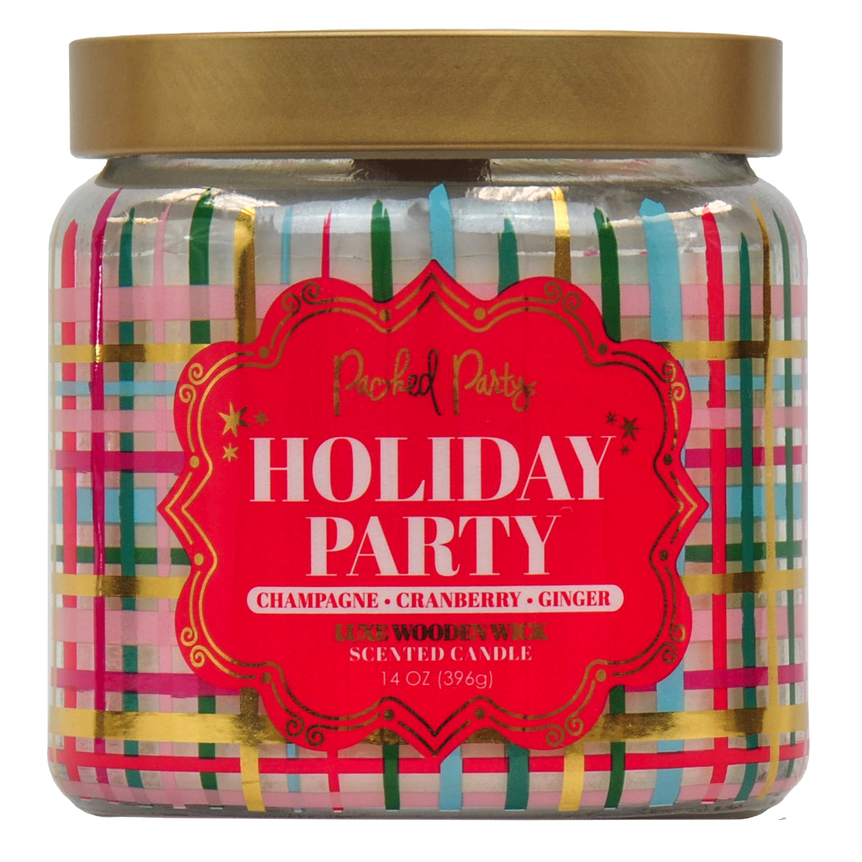 Packed Party Party Wrapped candle with Wood Wick, 14-Ounce
