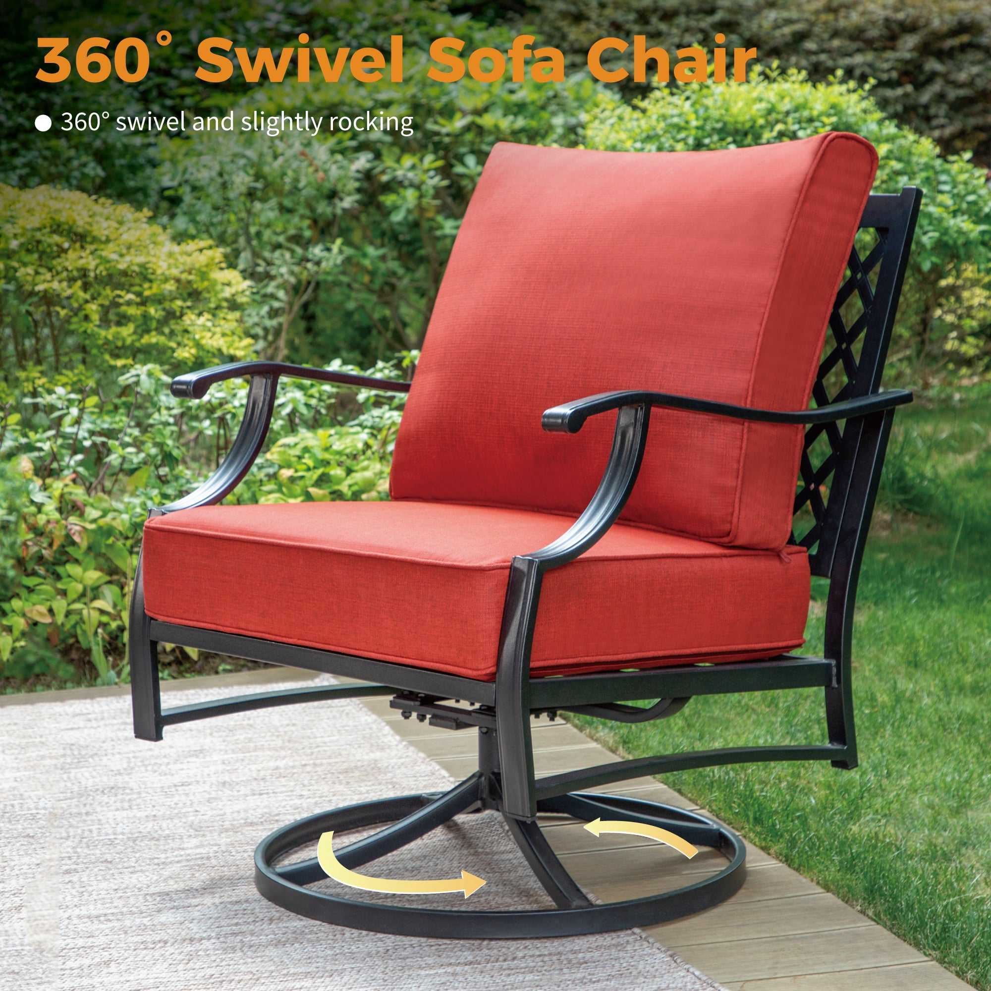 Sophia&William 9 Seat Outdoor Patio Furniture Set Outdoor Conversation Set Outside Sofa with 4 Chairs & 2 Ottomans for Deck, Lawn, Backyard, Red