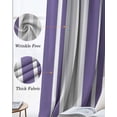 thumbnail image 3 of Purple Grey Stripe Kitchen Curtains Farmhouse Minimalist Striped Cafe Short Curtains for Bathroom Blackout Window Curtain Grommet Small Window Treatment Tier Drapes for Bedroom Living Room 52"x45"x2, 3 of 9