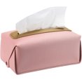 thumbnail image 1 of Caja de pañuelos impermeable gruesa de cuero PU (rosa), soporte para almacenamiento de pañuelos, caja para pañuelos de papel para coche/hogar/oficina/decoración de boda, 1 unidad oso de fresa Electrónica, 1 of 5
