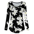 thumbnail image 2 of Abcnature Women Ladies Loose Print O-neck Long Sleeve T Shirt Polluver Blouse Tops Plus Size Tops for Ladies Autumn Winter Casual Loose Tunic Blouse Black L, 2 of 5