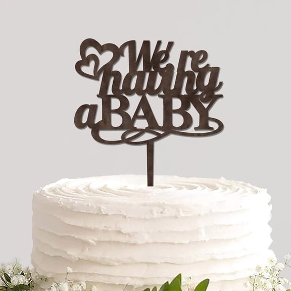 Baby Shower Cake Topper We're Having A Baby Double Sided Rustic Wood Pastry Cake Insert Topper for Baby Baptism New Baby Boys And Girls Gender Reveal Party Party Cake Decor Baby Birthday Theme Party