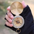 thumbnail image 3 of Brass Compass Luminous Golden Pocket Watch Outdoor Survival Compass for Hiking Backpacking Men's Gifts, 3 of 5