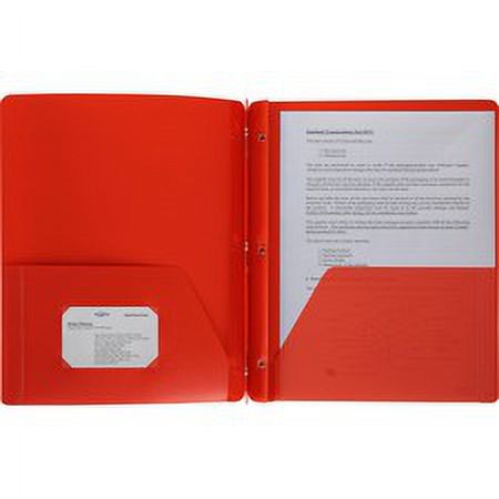 Business Source Letter Portfolio - 8 1/2" x 11" - 50 Sheet Capacity - 3 x Prong Fastener(s) - 2 Pocket(s) - Poly - Red - 1 Each | Bundle of 5