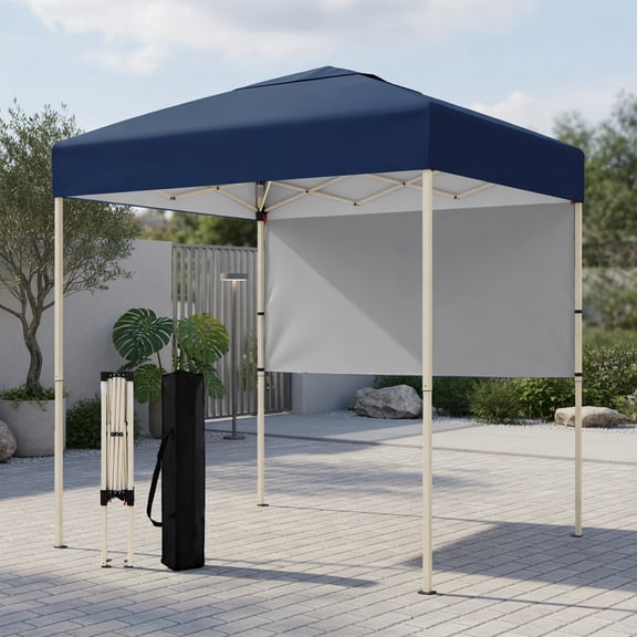Kadyn 6 ft x 4 ft Pop-Up Canopy Tent with Half Sidewall – Easy-Setup Outdoor Sun Shelter for Camping, Picnics, Vending & Events– Gray