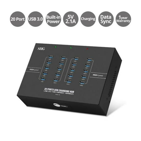 20-Port Industrial USB 3.0 Hub with Charging - USB Type B xx