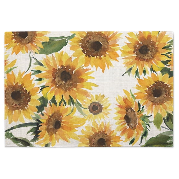 Highland Home Sunflowers 4-Pack Cotton Blend Washable Placemats