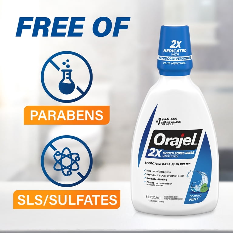 Orajel Antiseptic Mouth Sore Rinse for Canker Sores & Gum