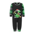 thumbnail image 2 of Pijamas familiares navideños a juego, camiseta de manga larga con estampado de dinosaurios de dibujos animados y pantalones a cuadros. Ropa de dormir y estar por casa., 2 of 8