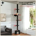thumbnail image 2 of Pefilos Gothic Cat Tree with Adjustable Height 86"-120", Floor to Ceiling Cat Tower with Cat Condo, Hammock, Scratching Posts for Indoor Cats, Black, 2 of 8
