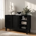 thumbnail image 2 of Hassch Buffet Sideboard with 2 Sliding Doors, 47.3 inch Kitchen Storage Cabinet with Open Shelves, Coffee Bar Cabinet for Living Room, Dining Room, Hallway, Black, 2 of 7