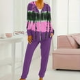thumbnail image 4 of Two Piece Sets for Women Drawstring Sweatsuits Zip Up Hoodie and Sweatpants Print Hooded Top Pants Tracksuits (Purple 2XL), 4 of 6