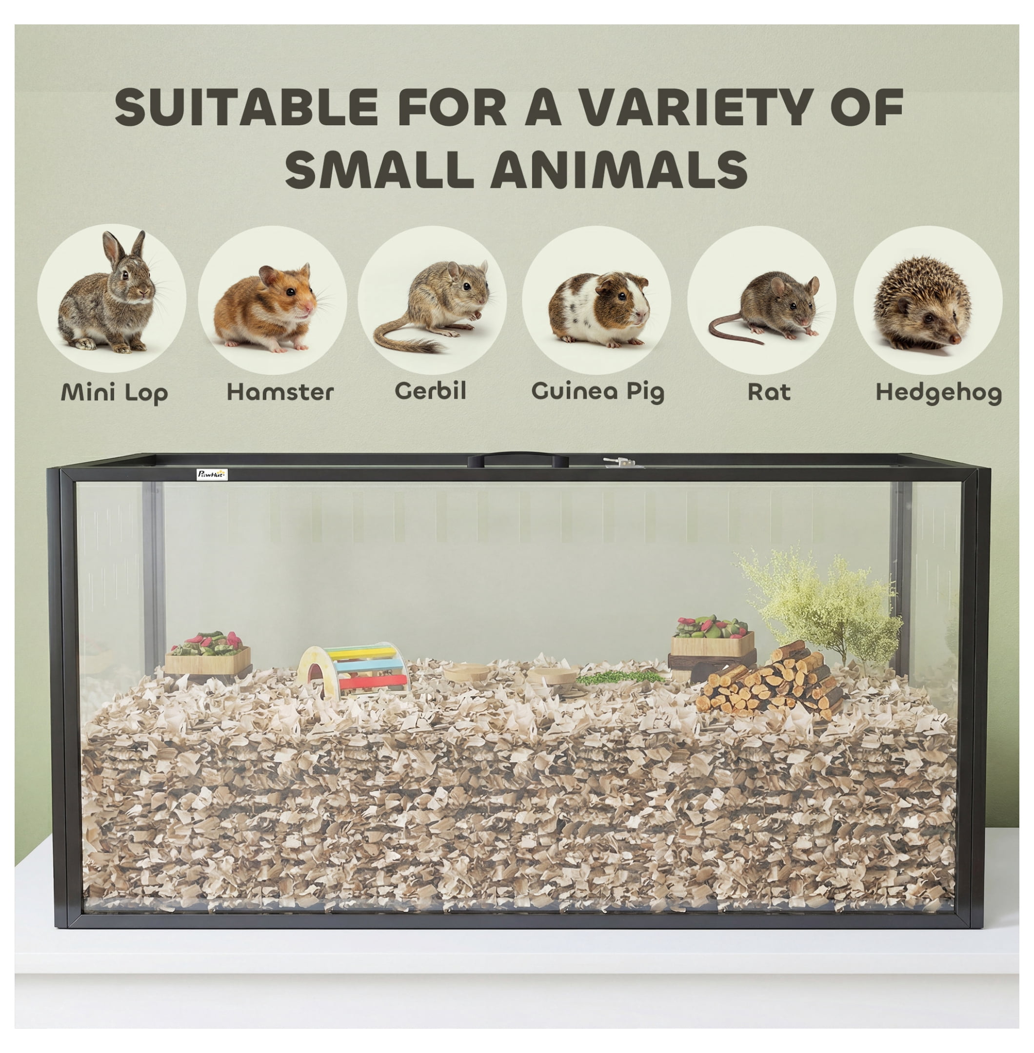 Hamster Cage Large Acrylic, Chew Proof Guinea Pig Cage Open Top, for Hedgehog, Dwarf Hamster, Rat - Spacious Ventilation & Clear View