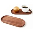 thumbnail image 3 of Linwnil 2 Pack Solid Wood Coffee Serving Platters and Trays of Natural Wood with Edge, Rectangular Avoid Sliding and Spilling Food (Walnut Trays x 2Pack), 3 of 9