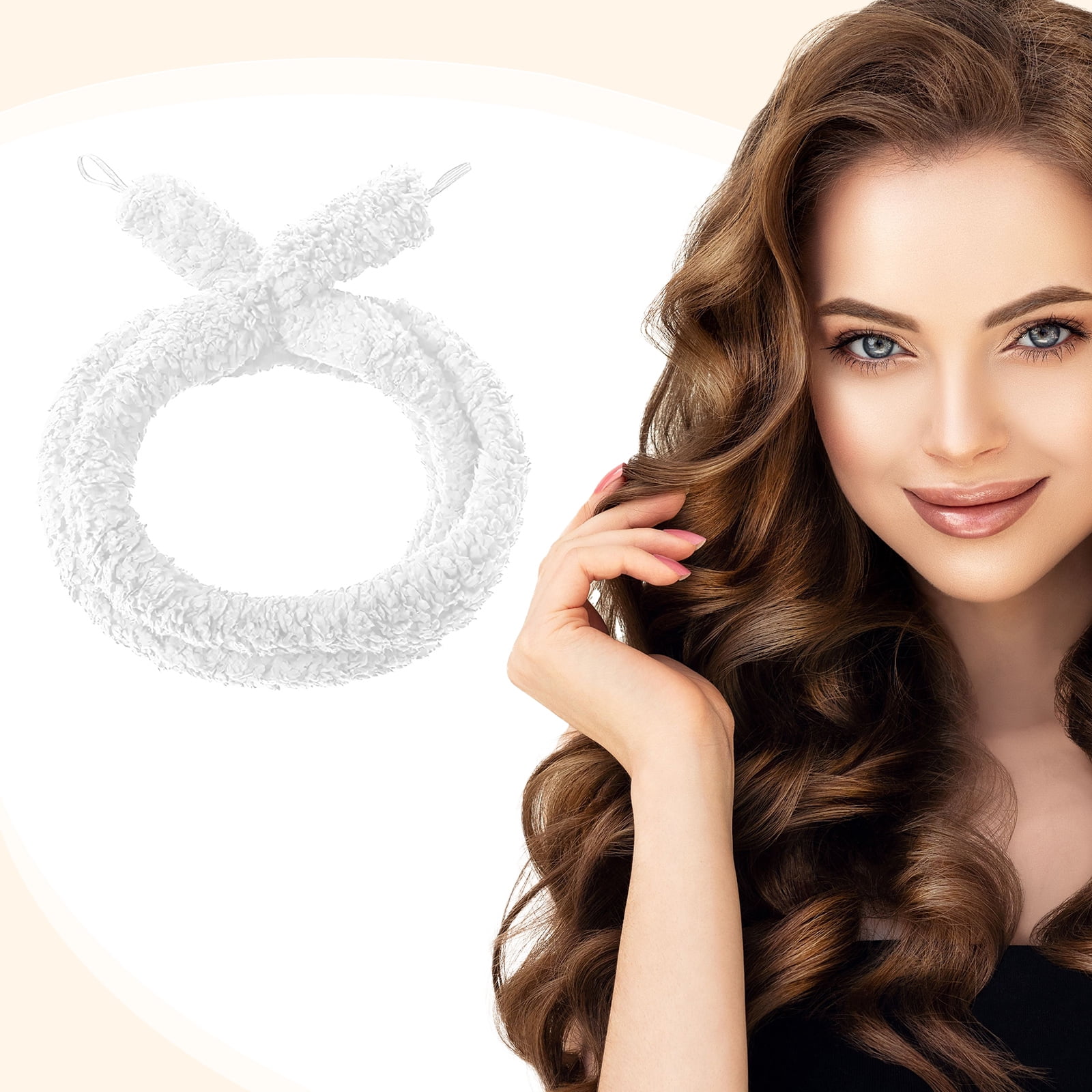 Satin Heatless Hair Curler, Lazy Natural Soft Wave DIY Heatless Curls for Sleep in Overnight, for All Hair Types, White