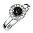 thumbnail image 4 of RYLOS Rings for Women 14K White Gold Halo Ring with Round 4MM Gemstone &  Diamonds Black Star Sapphire Jewelry Size 9, 4 of 8