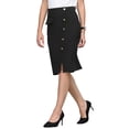 thumbnail image 4 of INSPIRE CHIC Women's Knee Length Skirt Button Decor Slit Work Formal Pencil Skirts S Black, 4 of 5