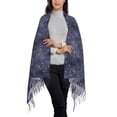 thumbnail image 2 of Rateoe Watercolor Indigo Women's Traditional Scarf Wrap Tassel Shawl Fringes Neck Head Shawl Retro Scarf, 2 of 8