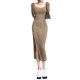 thumbnail image 1 of Txlixc Vestido de mujer de moda medio largo con tirantes sin mangas de color sólido y tirantes de hombro delgado Txlixc moda, 1 of 9