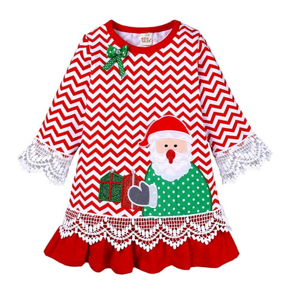 Generic Christmas Sweater Dress Baby Girl Clothes New Year Princess Girls Christma Party Dress Xmas Gift for Fashion Casual Breathable Clothing(3-4 Years,A)
