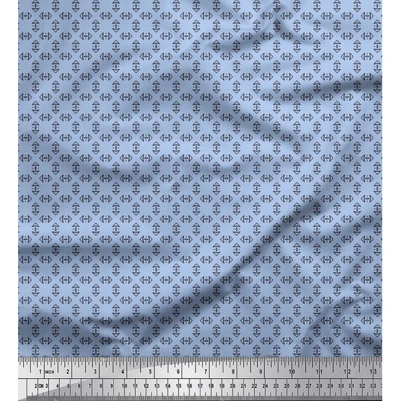 Soimoi Silk Fabric Geometric Small Print Fabric by The Yard 42 Inch Wide