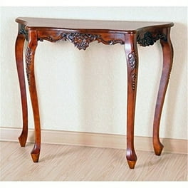 International Caravan Carved Four Leg Scalloped Wall Table International Caravan Carved Four Leg Scalloped Wall Table
