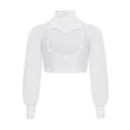 thumbnail image 2 of Doomiva Ballet Dance Crop Top for Girls Sparkly Gymnastics Shirt Cutout Back Lyrical Dance Tops White 12, 2 of 5