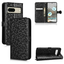 SaniMore Wallet Case for Google Pixel 8, Glitter PU Leather Case Polka Dot Card Slots Cash Pocket Kickstand Removeable Wrist Strip Magnetic Clasp All-around Protective Cover, Black