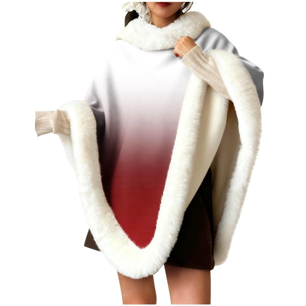 Chales de mujer con cuello grueso estampado, ropa cálida para el hogar, chal sin mangas con pelusa, tops de poliéster para mujer