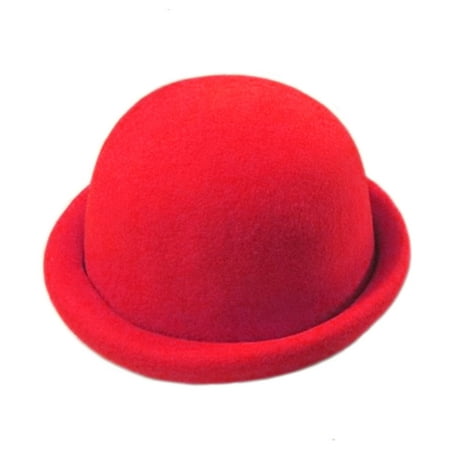Red Felt Derby With Rolled Rim