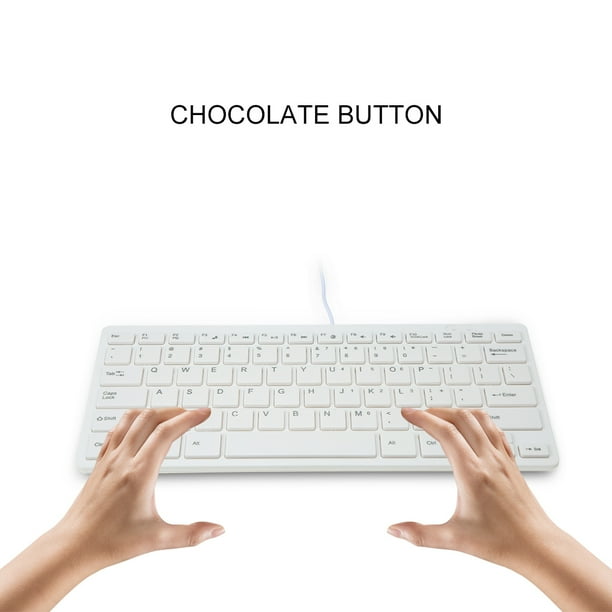 Teclado USB Mini Teclado Con Botones de Chocolate Teclado Elegante y Portátil para escritorio, Uso de laptop en el HOGAR Y LA OFICINA BLANCA