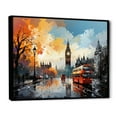thumbnail image 2 of Designart "London Popart City in Red and Beige III" Cityscapes Floater Framed Wall Decor, 2 of 7