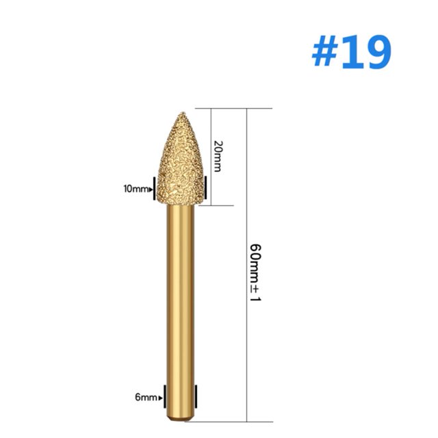MYG 6mm Shank Vacuum Brazed Diamond Burr Head Grinding Rotary File For Stone Steel