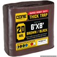thumbnail image 1 of Core Tarps Lona de poliéster de 20 mil, resistente al agua, resistente a los rayos UV, a prueba de desgarros y desgarros, con bordes reforzados para techo, camping, patio, piscina, barco (marrón/negro, 1 of 1