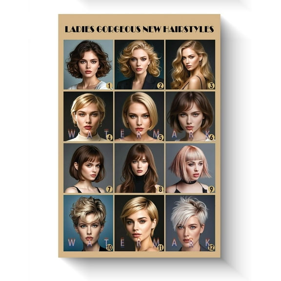 2025 Barber Shop Salon Hair Cut For Women Chart Canvas Poster Modern Haircuts Design Women's Hairstyle Guide Canvas Wall Art Decor HD Picture Painting Unframed