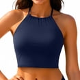 thumbnail image 5 of Women's Bikini Top Tummy Control V Neck Bathing Suit Top Swimwear Top No Bottom Included,Navy,2XL, 5 of 6
