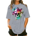 thumbnail image 2 of Inverlee Plus Size Short Sleeve Tops for Women Fashion Skull Print Round Neck Tees Casual Comfy Loose Fit T-shirts, 2 of 5