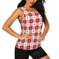 thumbnail image 2 of Xecao Plaid Heart print women's scoop neck, loose-fit workout tank tops for the gym., 2 of 9