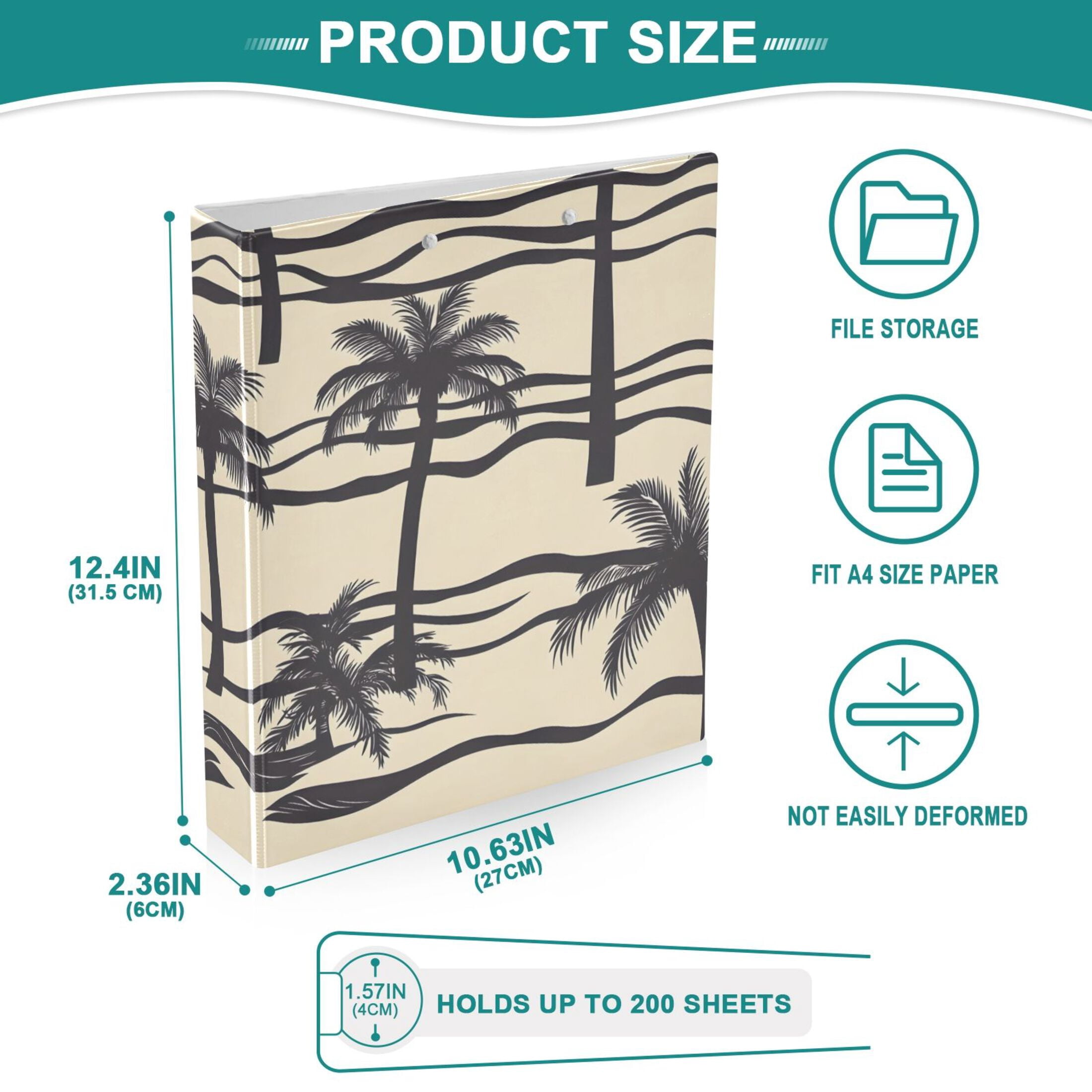 ALAZA Palm Tree-a5 Hardcover 3 Ring Binder 1.5" Round Rings Interior Pockets Binders Organizer 1 Pack