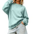 thumbnail image 5 of Womens Crewneck Sweatshirt Oversized Long Sleeve Casual Fall Outfits Long Sleeve Trendy Pullover Tops with Pockets (Light Green XXL), 5 of 7