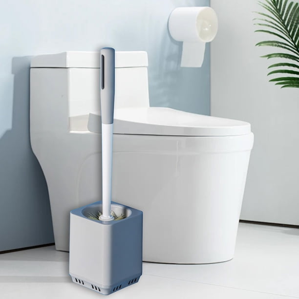 Cepillo de inodoro de esquina muerta, cepillo de limpieza para baño, inodoro, mango largo, montaje en pared, plástico, cerdas suaves, juego de cepillos con base, cepillo para inodoros con base