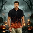 thumbnail image 6 of IAJDKMEK Halloween Men's Short Sleeve Polo Shirt - Collared Knit Shirt Breathable Summer Shirt for Holiday Wear, Daily, Golf Shirt & Costume,Orange S, 6 of 7