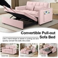 thumbnail image 3 of Howcool 55" 3 in 1 Convertible Sleeper Sofa Bed, Pull Out Loveseat Couch with Storage Pocket,Pink, 3 of 7